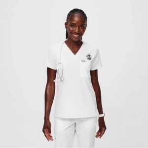 Figs Optic White Catarina Scrub Top